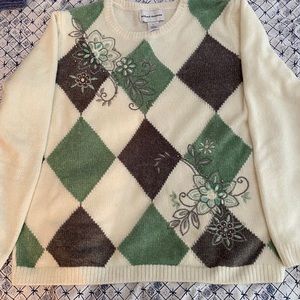 Cream/Green/Grey Sweater